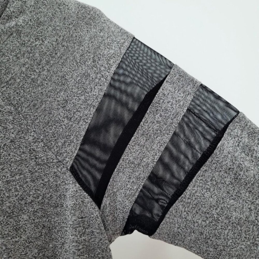 H&M Mesh‎ Striped Gray Long Sleeve Top Size XS Black Grunge Goth Skater Sporty - Picture 4 of 4